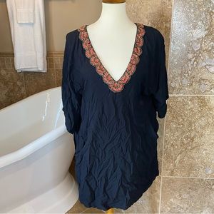Dotti beaded Vneck swimsuit coverup with pockets large